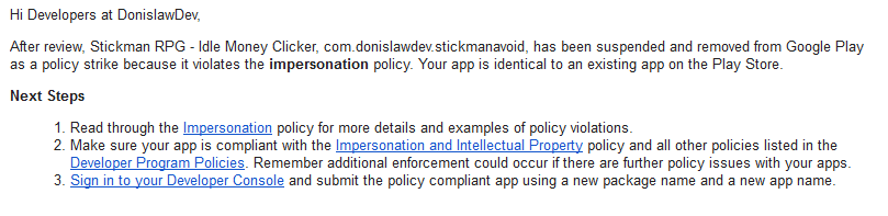 Google Play Policy Strike